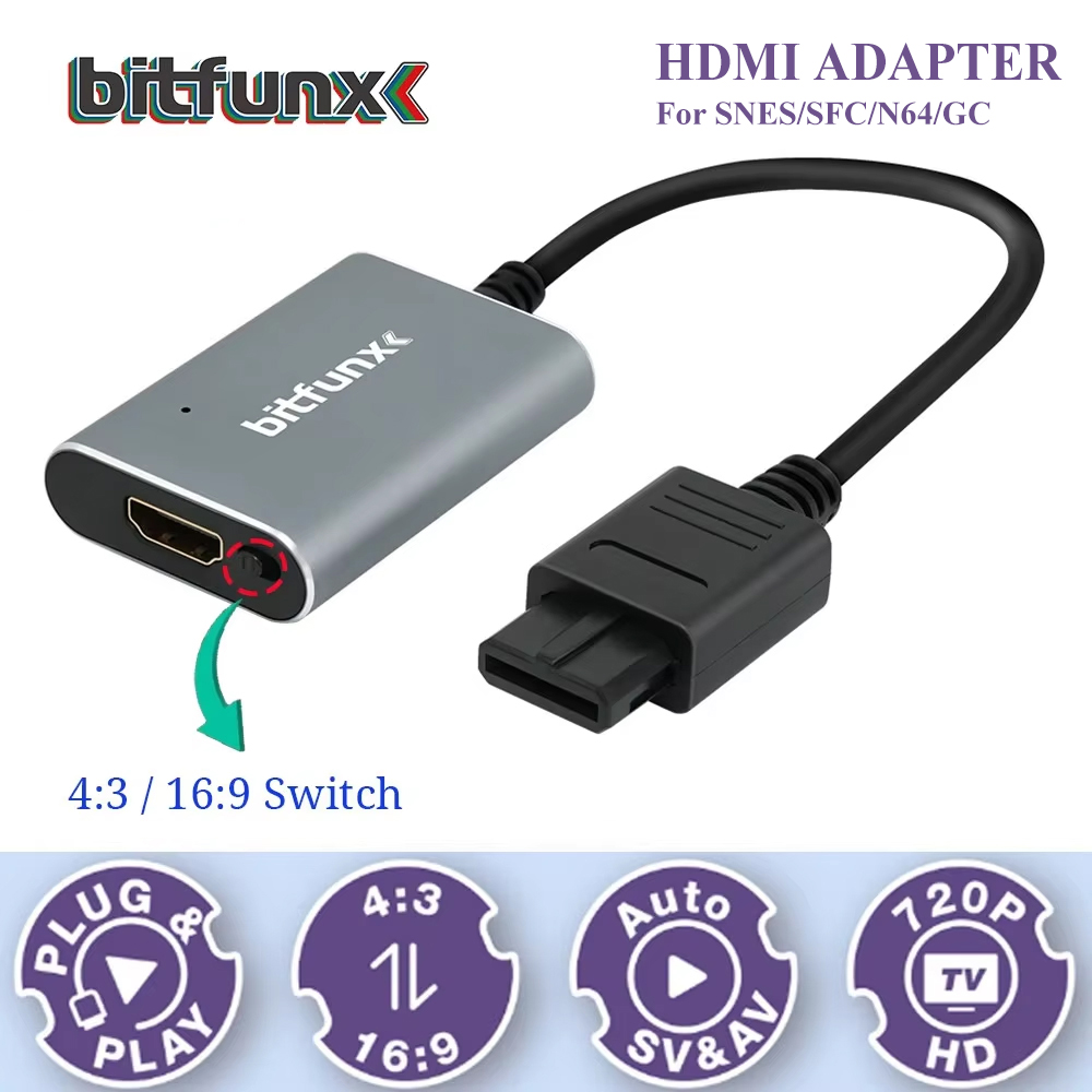 Retro Gaming Nostalgia - Bitfunx 720P Adattatore Svideo/AV a HDMI,