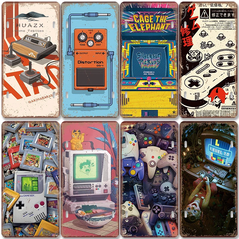 Retro Gaming Tv - Targa in Metallo Vintage per Gaming,