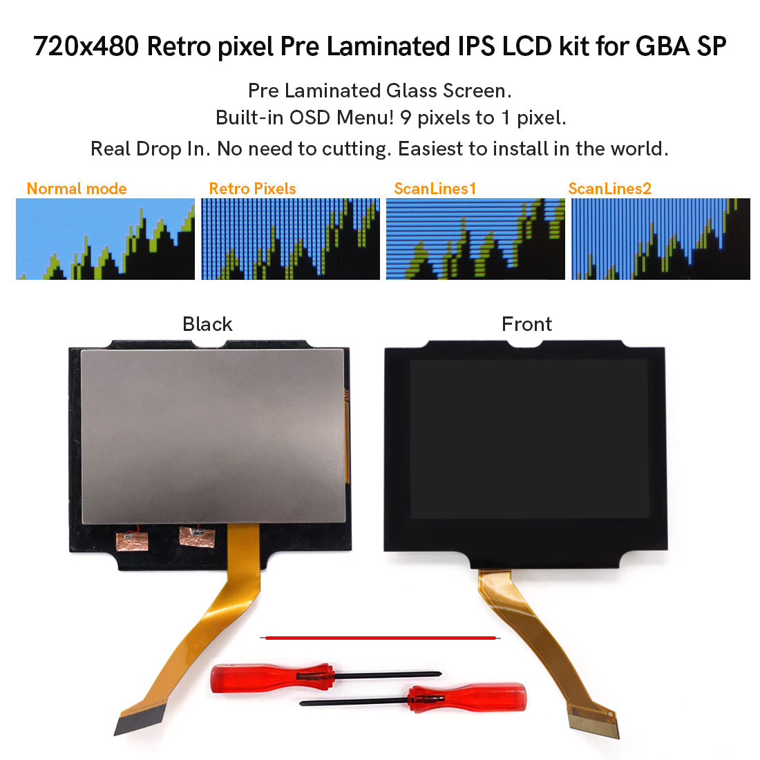 Retro Gaming Gameboy - Kit LCD IPS laminato da 3.0