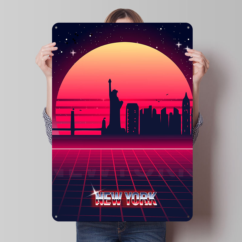 Poster Metallico Skyline di Ne - Retro Gaming York recensione e prezzo