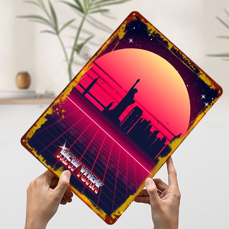 Poster Metallico Skyline di Ne - Retro Gaming York recensione e prezzo